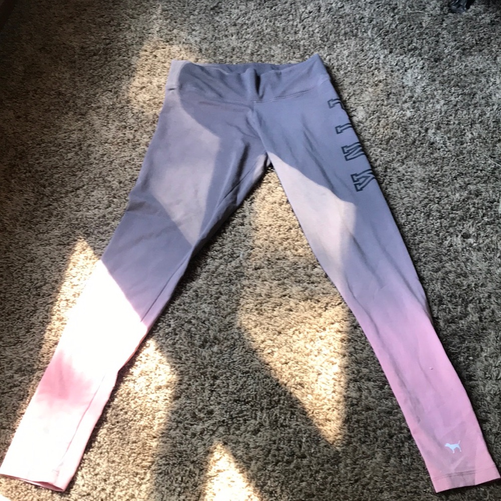 PINK Victoria secret grey + pink fade leggings S
